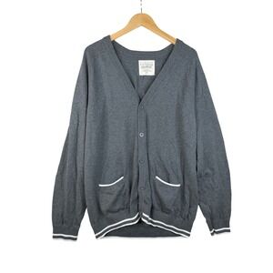 New Five Four Nick Wooster Knit Grandpacore Cardigan size XL Mens Gray/White